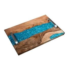 Bandeja de madera y resina para servir frutas de diseño moderno, forma cuadrada personalizada para el hogar y uso hecho a mano - Product Image 1