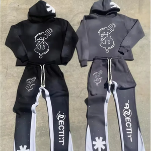 Nouveau design Ensemble de survêtements de sport pour hommes Survêtement à capuche à manches longues Pantalon de jogging Slim Fit Pantalon complet Survêtement à rayures pour hommes - Product Image 1