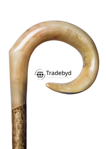 Mango de bastón de cuerno natural para bastones de madera hechos a medida regalo listo Tradebyd - Product Image 3