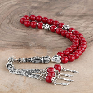 Rosario Tasbih Otomano Sultán de 8mm, Chapado en Plata, Regalo Étnico Islámico, Piedra Natural para Hombre, de Estambul - Product Image 1