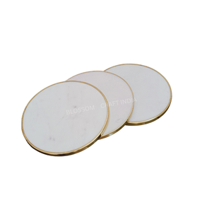 High-Quality <b>Marble</b> <b>Coaster</b> Gold Brass Rim Resin Epoxy Wood Square Cup <b>Coaster</b> slices set for Christmas Gift present - Product Image 6