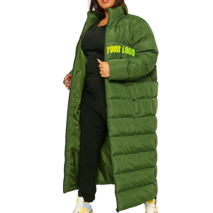 Veste matelassée d'hiver sur mesure pour femmes, longue, imperméable, respirante, coupe-vent, en coton, à capuche, motif peau de serpent, teinte unie - Product Image 1