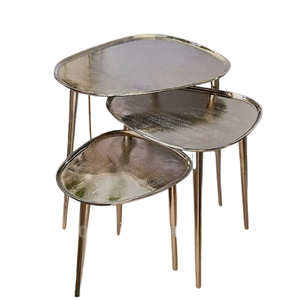 โต๊ะข้างอลูมิเนียมโลหะสีเทาพื้นผิวแฟนซีโต๊ะข้างทำด้วยมือที่ไม่ซ้ำกันบ้านโรงแรมร้านอาหารเฟอร์นิเจอร์อุปกรณ์เสริมด้านข้าง - Product Image 4