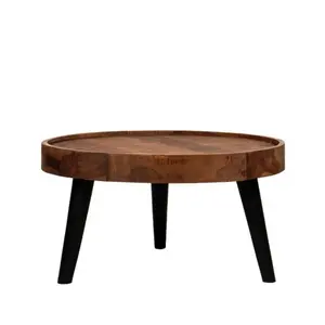 Modern Exquisite Elegant Mango <b>Wood</b> Coffee <b>Table</b> High Quality <b>Round</b> Indoor Office Furniture New Arrival Living Room Kitchen Set - Product Image 3
