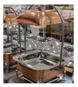 Chauffe-plat buffet en cuivre martelé de créateur pour occasions festives mariages hôtels restaurants fêtes - Product Image 3