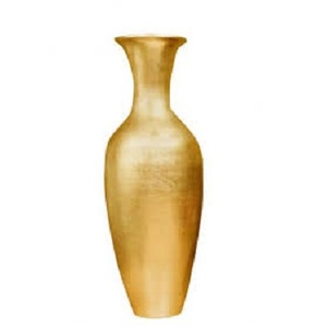 Florero de aluminio fundido de Metal con forma de cilindro, jarrones con acabado dorado brillante de diseño moderno para la decoración de la boda de la oficina en el hogar - Product Image 1