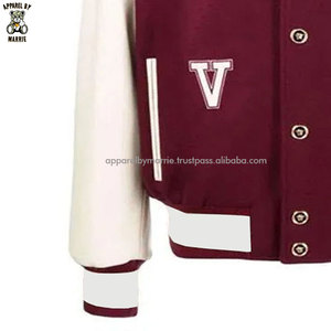 Vestes de sport brodées pour hommes en tissu de laine de haute qualité, design à manches contrastées, pour tenues décontractées au quotidien - Product Image 5