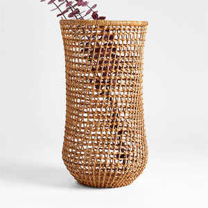 Algarve 16-Inch Woven Rattan & Wire Frame <b>Vase</b> Medium <b>Light</b> Brown Made in the Philippines <b>for</b> Home Decor - Product Image 1