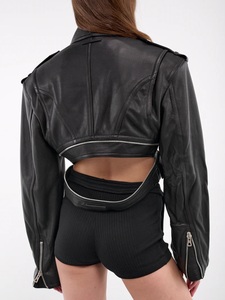 Custom <b>Women's</b> Denim Waterproof Eco-Friendly Reversible Breathable Cropped Moto Bomber <b>Jacket</b> <b>Long</b> Sleeve Fashion - Product Image 4