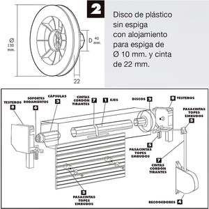 Disco ottagonale in plastica per persiane 130x40 mm. Cintura 22 mm. - Product Image 5