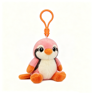 Customized <b>Cute</b> White Owl Plush Keychain Cartoon Soft Faux Fur 3D Shape Red Feet and Loop Embroidered Stress Relief - Product Image 3