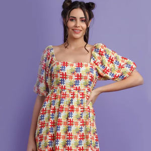 Bloc de robe en coton indien fait à la main imprimé vêtements d'été décontractés pour les femmes personnalisé mariée mariage cadeau robe de voyage - Product Image 1