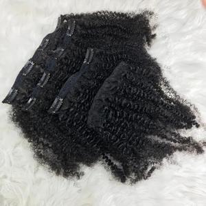 Kinky Curly, Clip-In Hair 100% Raw Virgin Hair Cabello rizado vietnamita, Extensión de cabello humano para mujeres negras - Product Image 4