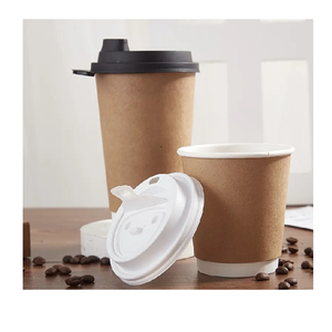 Gobelets en papier ondulé à double paroi jetables personnalisés 8oz 10oz 12oz 16oz avec poignée imprimée et couvercle pour boissons chaudes - Product Image 2