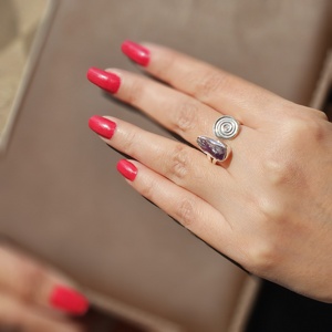 Bague en argent brut réglable Améthyste nouvelle bague en argent réglable tendance bague en argent réglable léger - Product Image 4