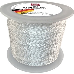 Ruban à mesurer en polypropylène blanc Overmann de 100 m, diamètre de 2 mm et capacité de 65 kg, lot de 6 - Product Image 1