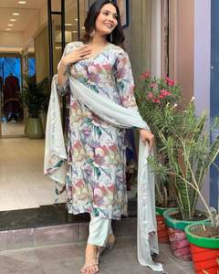 Vente chaude haute sur demande Pure Tebi Silk Kurti Pant With Moss Chiffon Dupatta au prix le plus bas Fournisseur de l'Inde - Product Image 1