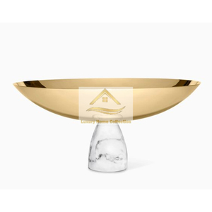 Bol de service personnalisé en acier inoxydable couleur argent avec base de couleur or ou support de vaisselle de fournisseur indien - Product Image 2