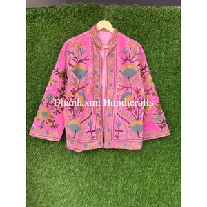 Indian Cotton Soft Velvet <b>Jacket</b> Coat Winter Boho <b>Hippies</b> Unisex Suzani Hand Embroidery Women's Party Wear for Spring and Autumn - Product Image 2