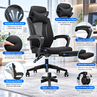 Chaise de jeu ergonomique avec repose-pieds, dossier en maille respirante, appui-tête réglable pour bureau d'ordinateur, bureau à domicile et salle de jeu