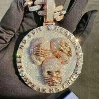 Pendentif pour homme en moissanite taille brillant 25 carats, plaqué or rose, argent sterling 925, style hip-hop classique, crâne Tishya, micro-diamants