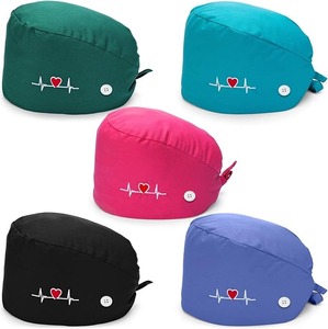 Gorro de enfermera de quirófano de Color sólido, botón a prueba de polvo de Estomatología UCI para mujer, diadema, gorro quirúrgico para quirófano - Product Image 1