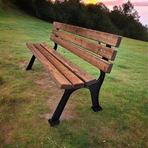 Modern 145cm Aluminum Cast <b>Bench</b> with Sling WPC <b>Wood</b> Contemporary Design Durable Outdoor Furniture 2 Seating Capacity Patio Use - Product Image 2