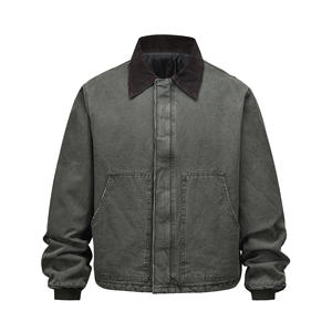 Men's Casual Insulated Windproof Lapel Jacket with Zipper Thickened Washed <b>Cape</b> Style Street Style Front Logo - Product Image 1