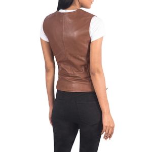 Nuevo Chaleco de Cuero para Motociclista de Mujer, Personalizado y de Alta Calidad |   Ropa de Invierno |   Opciones de colores lisos |   Chaleco de Cuero sin Mangas a la Moda - Product Image 2