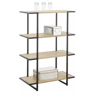 ชั้นวางของในครัว 4 ชั้น โครงเหล็กและขาตั้งไม้ยางพารา รุ่น KS68144 - Product Image 1