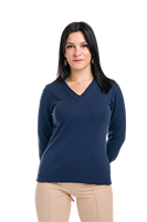 Pull en coton 100 % léger et fin à manches longues et col en V surdimensionné pour femme Hilary – Confortable, élégant et décontracté, tricot plat à l'avant