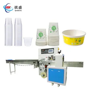 Otomatik tek kullanımlık kağıt plastik bardaklar sarıcı paketleme makinesi porsiyon kupası Film sarma besleme sayısı paketi makinesi