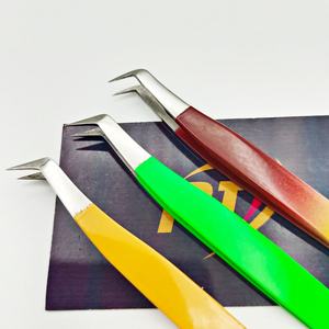 Pince à épiler professionnelle en fibre d'acier inoxydable avec logo personnalisé pince à épiler d'extension de cils de volume avec plateau à cils écologique - Product Image 5