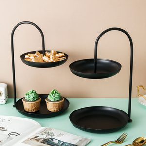 Forme ovale fer noir panier à deux niveaux support de rangement panier de fruits ustensiles de cuisine présentoir de table support de rangement de maquillage - Product Image 6