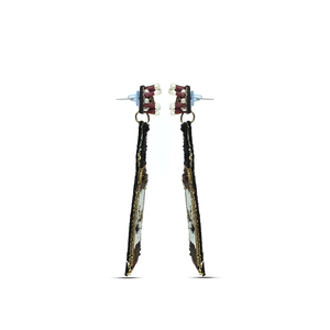 Boucles d'oreilles en forme de bouteille de whisky, bijoux brodés à la main avec des perles de rocaille, taille personnalisée classique, accessoires de mode originaux et tendance pour les fêtes - Product Image 2