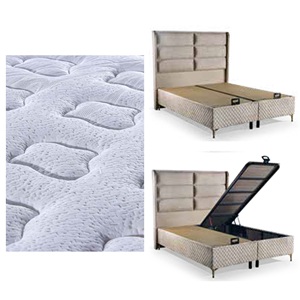 Ensemble de lit turc Mabelia de qualité supérieure avec sommier à tiroirs hydrauliques, tête de lit rembourrée moderne, confort respirant pour usage hôtelier - Product Image 4