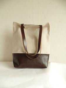 Wholesale Custom Logo Large Capacity Durable Cotton Canvas Tote <b>Bag</b> Leather Handle Straps Portable Fashion <b>Accessory</b> LCTG-0003 - Product Image 4