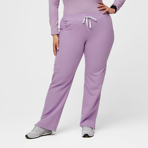 Women's Cotton Polyester Spandex <b>Scrub</b> <b>Set</b> for Hospital Use Wrinkle Resistant Needle Detection Seamless Fusing Short Sleeve - Product Image 6