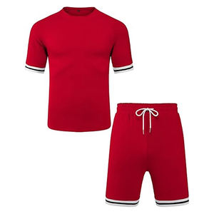 Ensemble short et t-shirt surdimensionné décontracté à col ras du cou 100% survêtement vierge en coton biologique de haute qualité pour hommes - Product Image 5