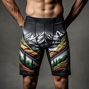 <b>Men's</b> 100% Polyester Athletic <b>Yoga</b> <b>Shorts</b> with Graphic Sublimation Compression Elastic Waist Closure Pocket - Product Image 6