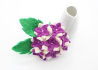 Bunga Wol Felted Berkualitas Tinggi 100% - Daun Berwarna Ungu Putih Dua Sisi - Buatan Tangan Pengrajin Nepal - Dekorasi Hari Ayah Paskah 18cm