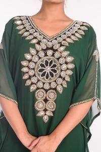 ผ้าคาฟตันอิสลามเย็บปักผ้าจอร์เจียสีเขียวด้านล่าง - Product Image 3