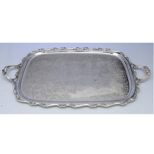 Plateau de service alimentaire en laiton au design de luxe Meilleur vendeur Plateau de service alimentaire en aluminium de grande taille de forme rectangulaire de l'Inde - Product Image 2