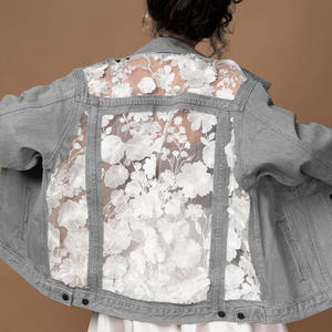 Chaqueta Vaquera Casual para Mujer, Estilo Gótico, con Bordado de Leopardo, Botones, Diamantes, Flores y Encaje - Product Image 2