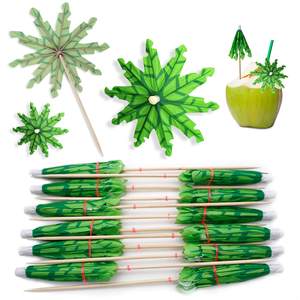 ต้นมะพร้าวสีเขียวต้นค็อกเทลร่มดื่มไม้จิ้มฟัน - Product Image 2