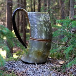 PRUEBA PULIDO ARTESANAL VIKING BEBER HORN BEER STEIN Beber Cuerno taza Viking Beber Cuerno Taza de café - Product Image 3