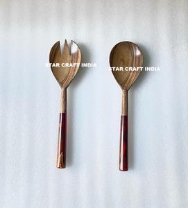 Sécurité alimentaire Meilleur produit en résine de bois Très bon ensemble de couverts royaux pour vaisselle Ensemble de cuillères et de fourchettes en bois - Product Image 3