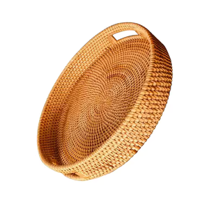 Osier naturel écologique Style floral décoration de vacances cadeau maison plateau de rangement pain aux fruits servant du rotin de bambou tissé à la main - Product Image 2