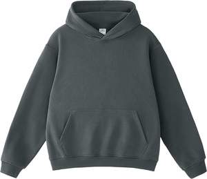 เสื้อฮู้ดสวมหัวโอเวอร์ไซส์ของผู้ชายเสื้อกันหนาวขนแกะผ้ากำมะหยี่สำหรับฤดูหนาวผ้าขนแกะผ้ากำมะหยี่ผสมผ้าฝ้ายเทคนิคพัฟลายทึบมีฮู้ดสำหรับ - Product Image 5