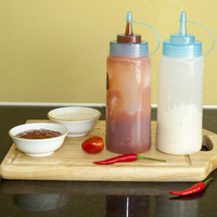 Bouteille de sauce en plastique compressible 700 ml pour cuisine et restaurant, verseur d'huile vide 1 pièce 24 oz, distributeur d'assaisonnements moutarde wasabi